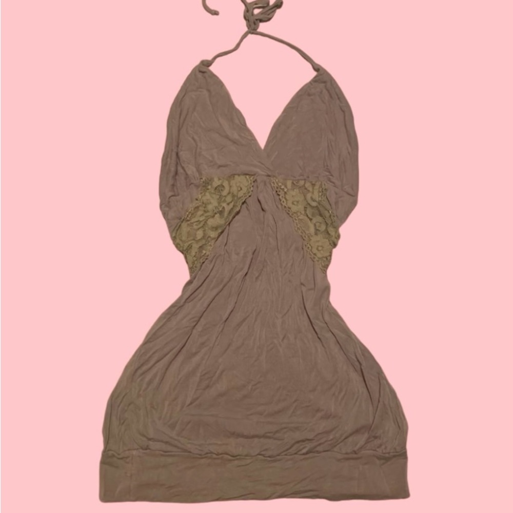 “Bluecrush” Halter Dress with Lace Detail